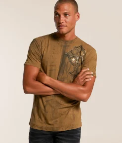 Tops|Graphic T-Shirts | Affliction Corroded T-Shirt Timberwolf