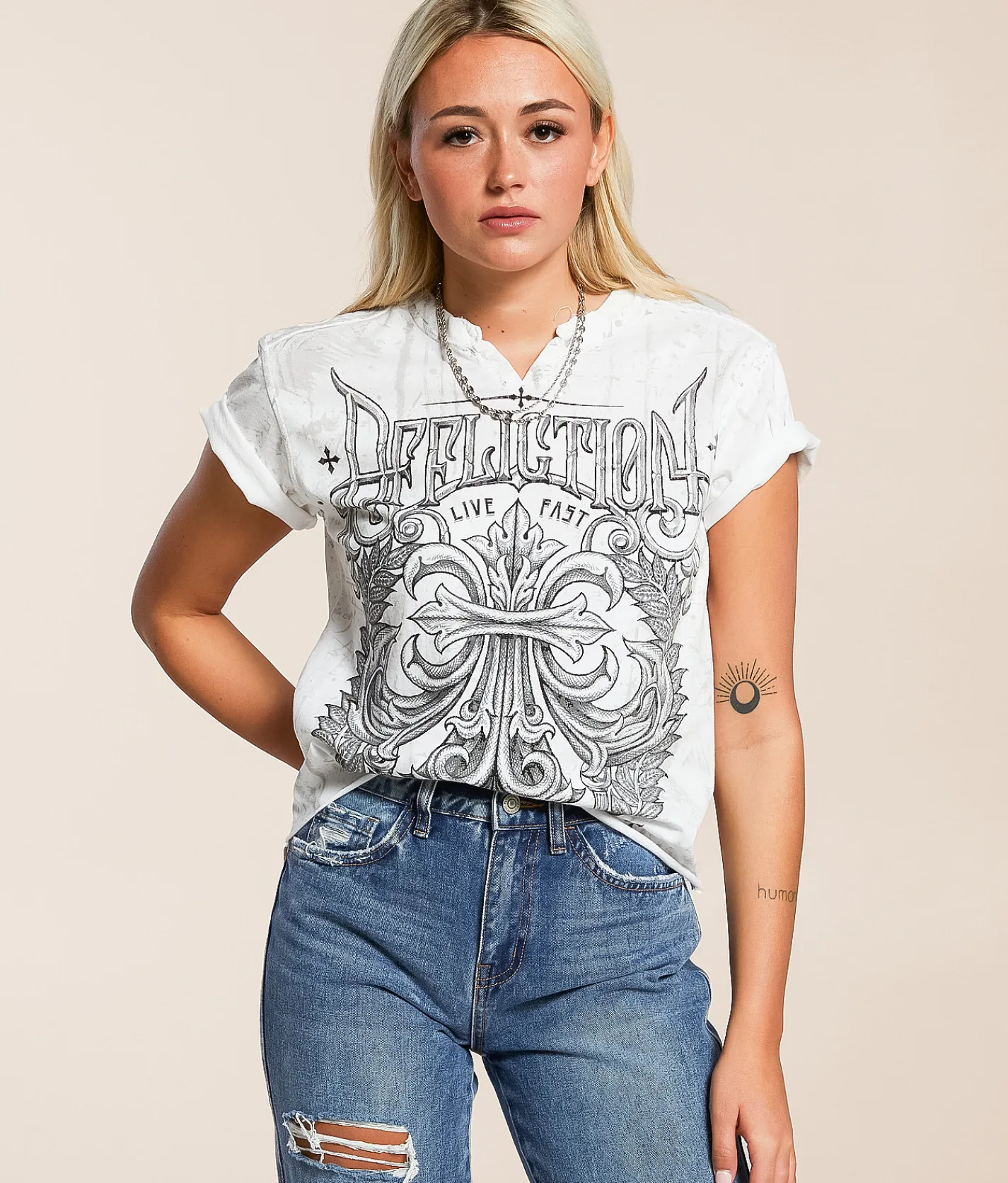 Tops | Affliction Corroded T-Shirt White