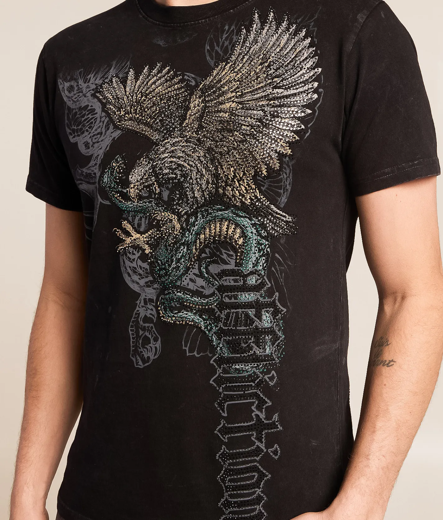 Affliction Cosmic Serpent T-Shirt Black Lava Wash Sale