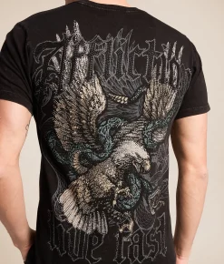 Affliction Cosmic Serpent T-Shirt Black Lava Wash Sale