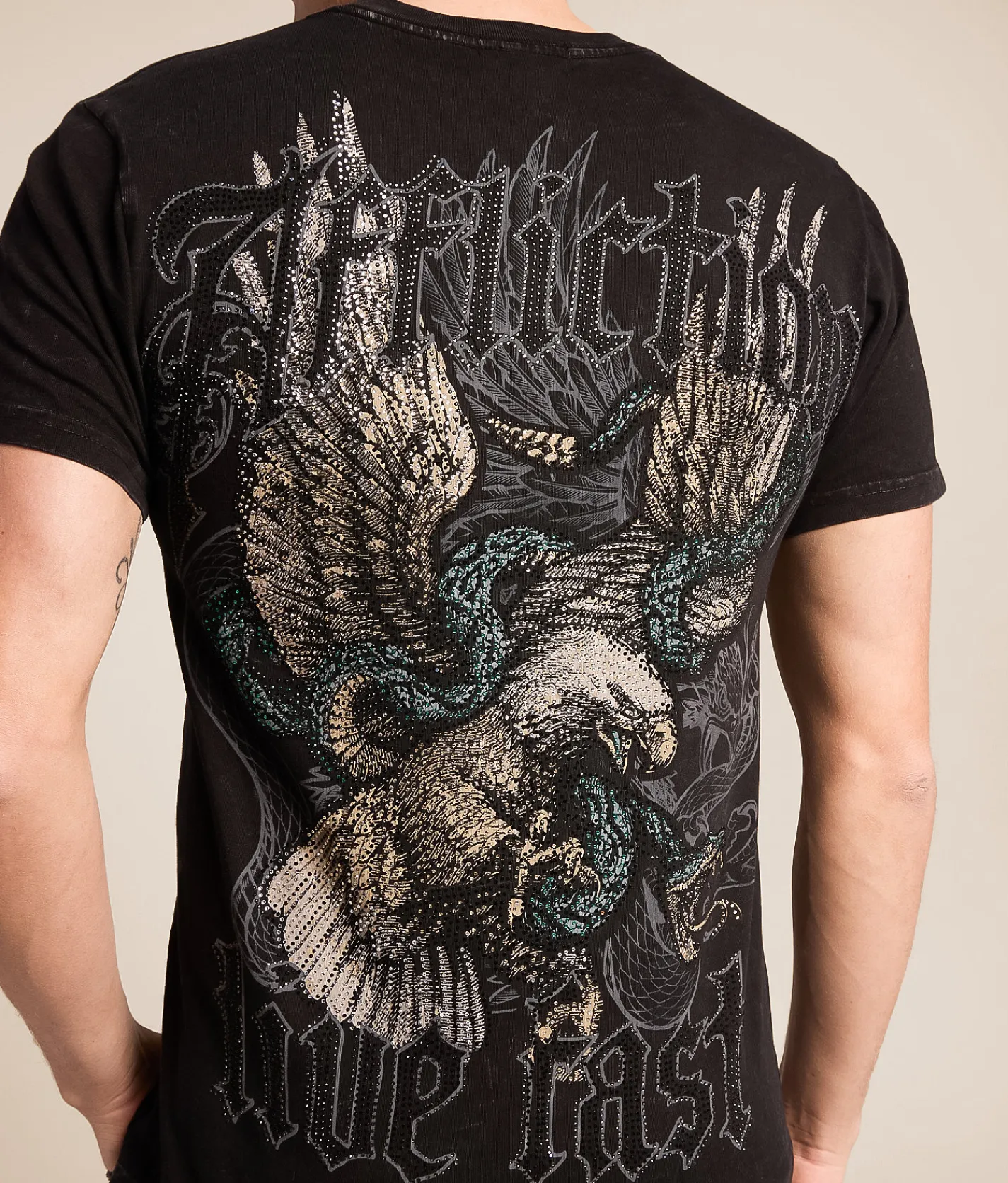 Affliction Cosmic Serpent T-Shirt Black Lava Wash Sale