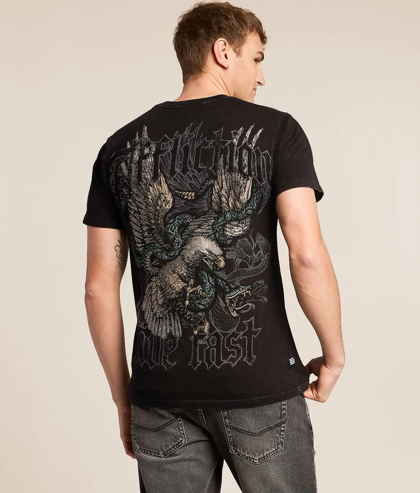 Affliction Cosmic Serpent T-Shirt Black Lava Wash Sale