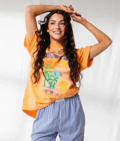 33 Coastal Costa Del Sol Oversized T-Shirt Mock Orange Online