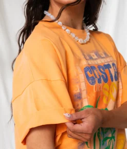 33 Coastal Costa Del Sol Oversized T-Shirt Mock Orange Online