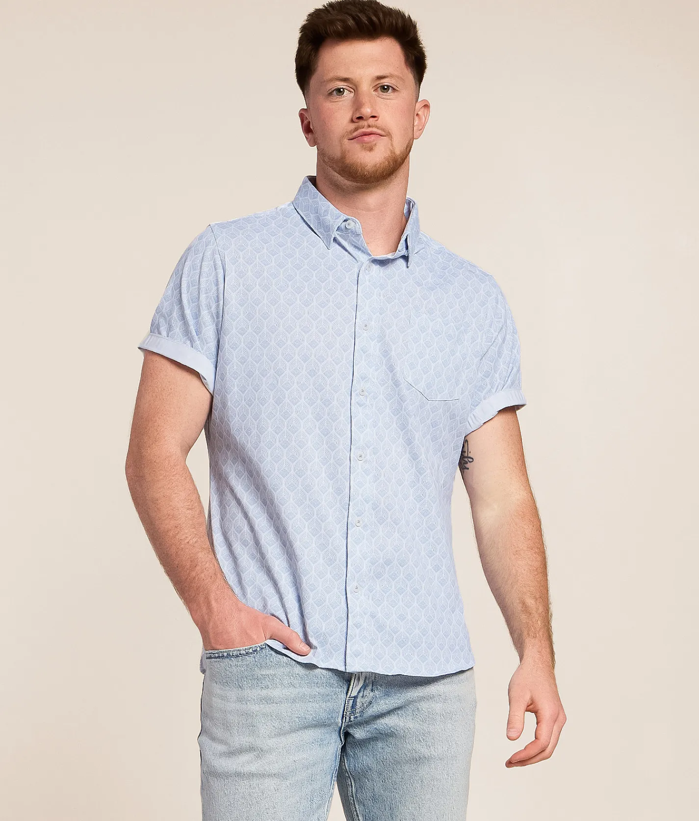 7Diamonds Costal Stretch Shirt Light Blue Outlet