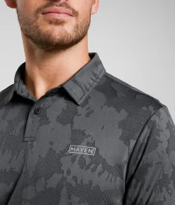 Maven Co-op Course Performance Polo Black Jaquard