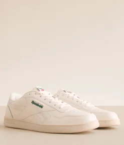 Reebok® Court Advance Leather Sneaker Natural Dk Green Natural Clearance