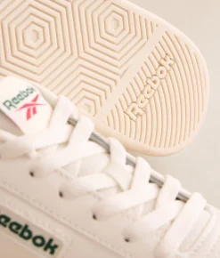 Reebok® Court Advance Leather Sneaker Natural Dk Green Natural Clearance