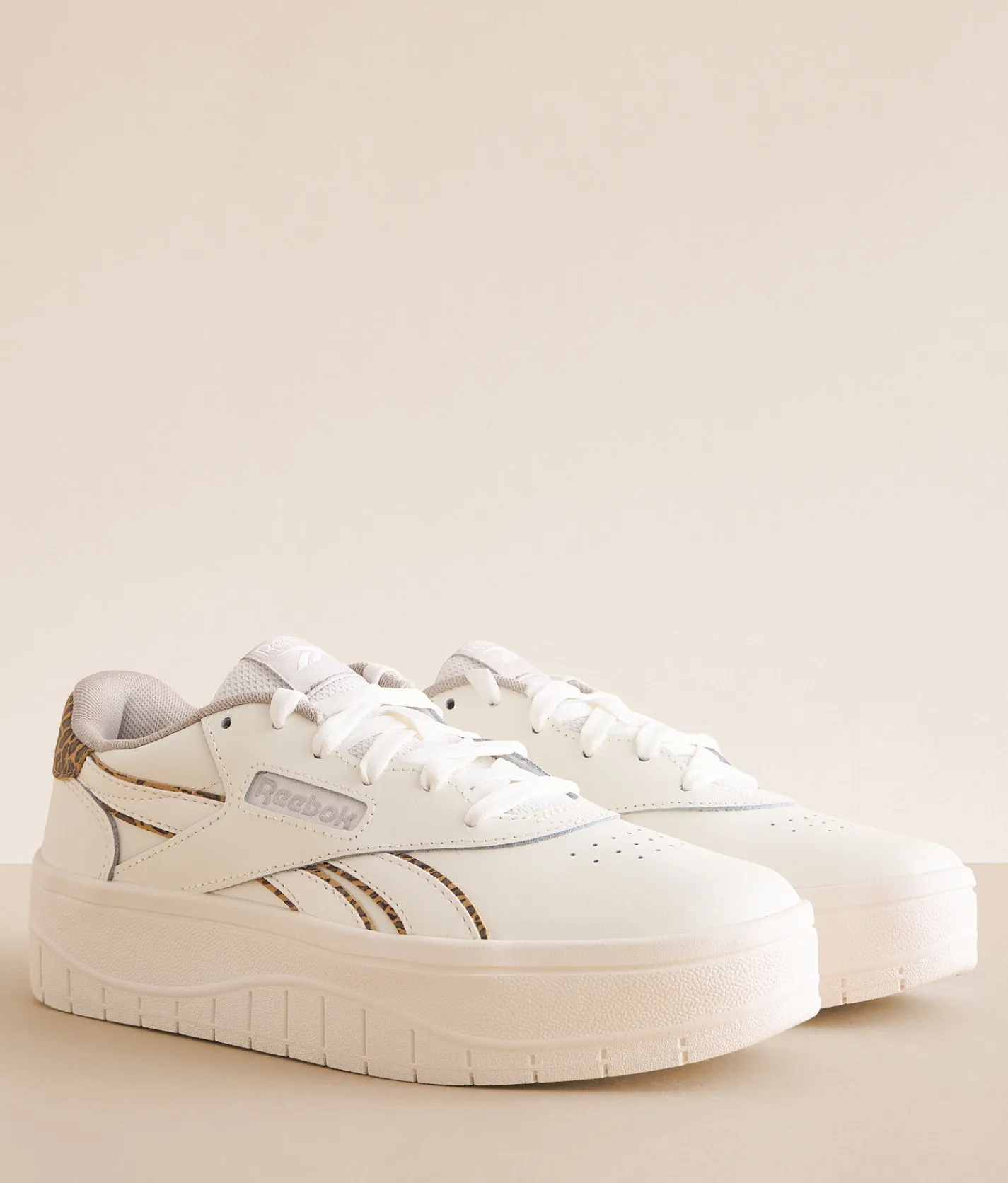 Reebok® Court Advance Surge Leather Sneaker Chalk Chalk Brown New
