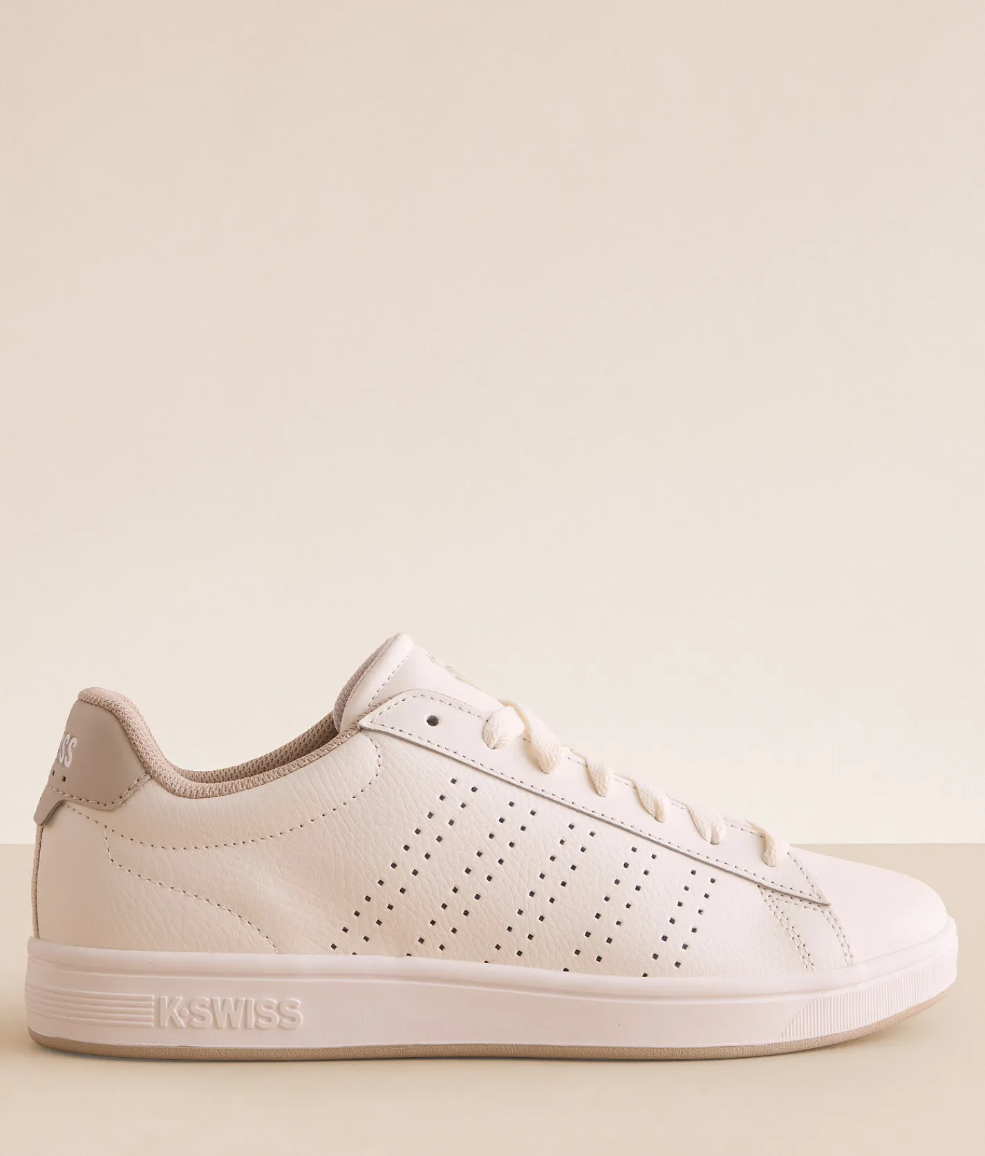 K-Swiss Court Base II Leather Sneaker Snow Wht Lght Gry Peyote Best