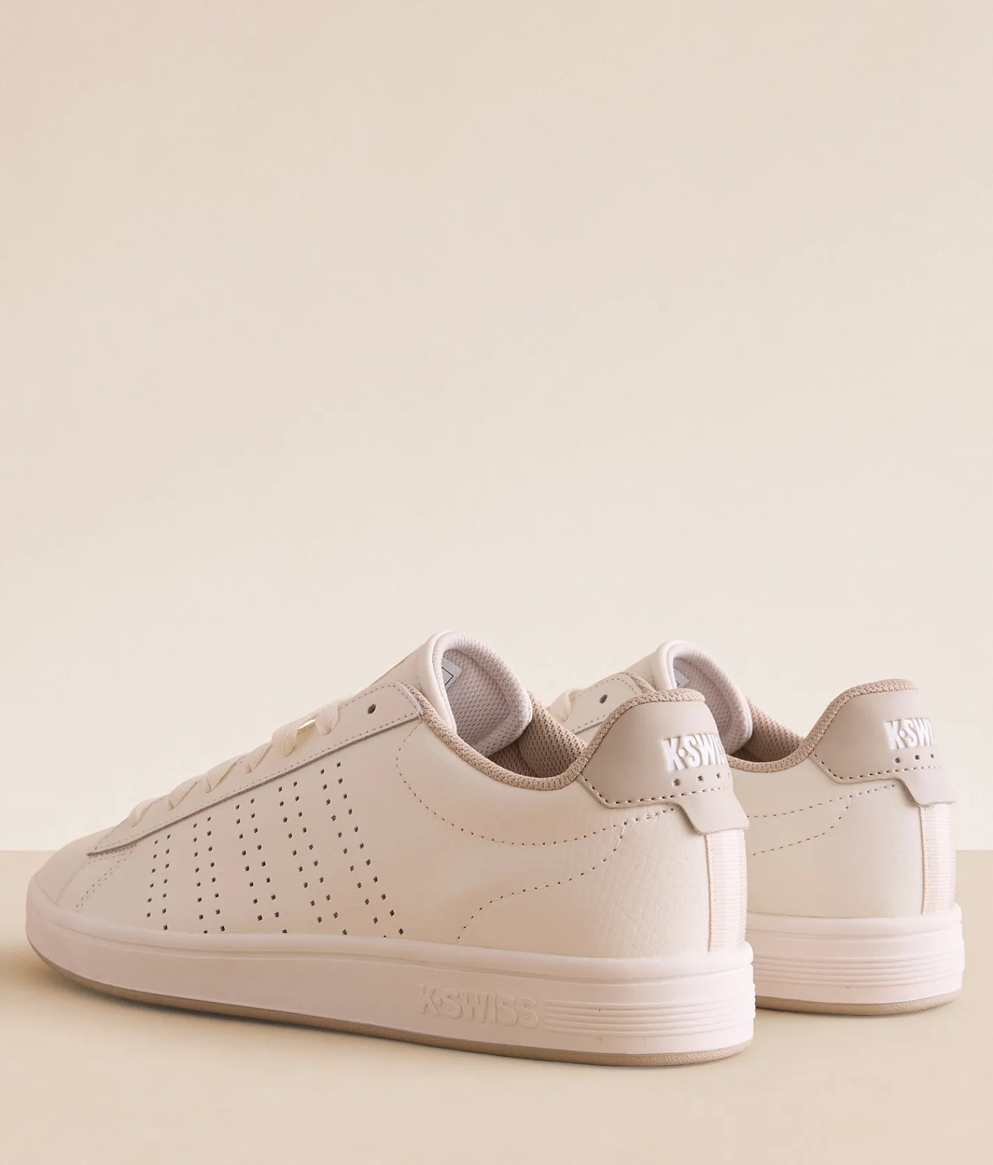 K-Swiss Court Base II Leather Sneaker Snow Wht Lght Gry Peyote Best