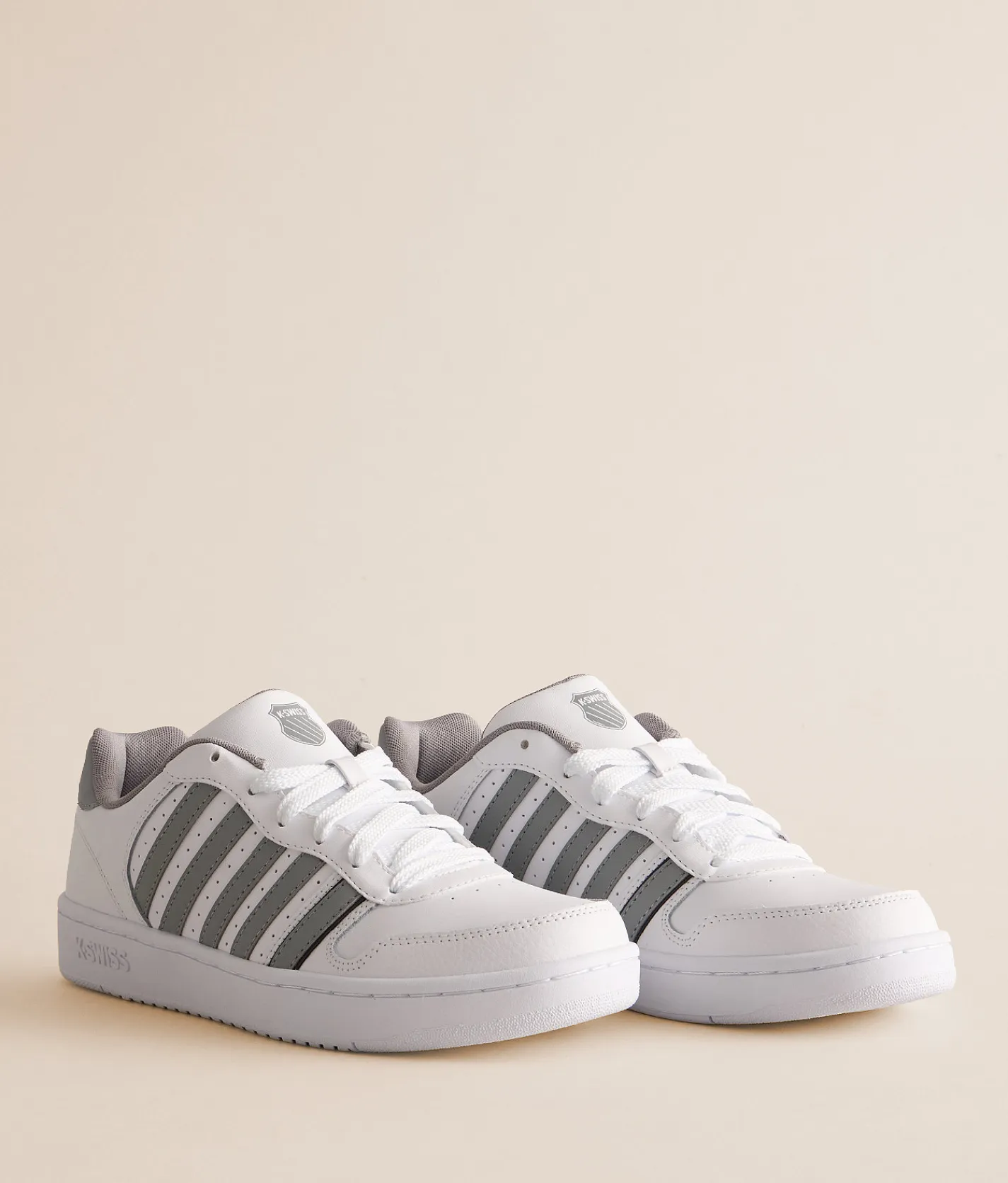 K-Swiss Court Palisades Leather Sneaker White Ultimate Gray Outlet