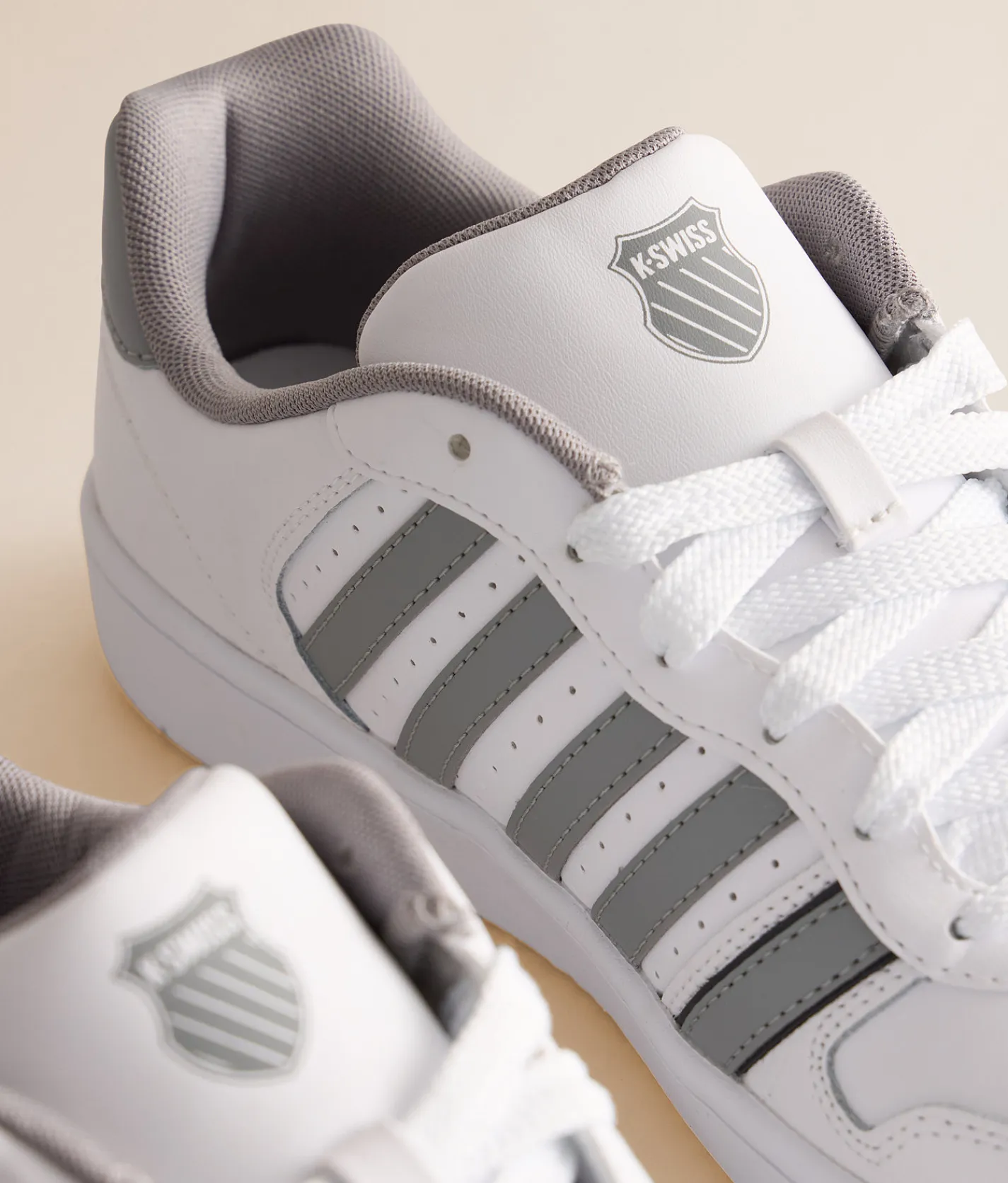 K-Swiss Court Palisades Leather Sneaker White Ultimate Gray Outlet