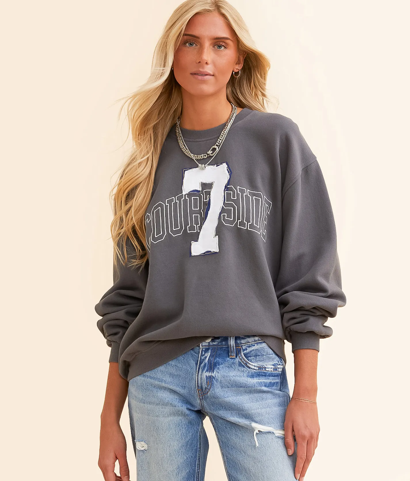 DH Apparel Courtside 7 Oversized Pullover Charcoal Discount
