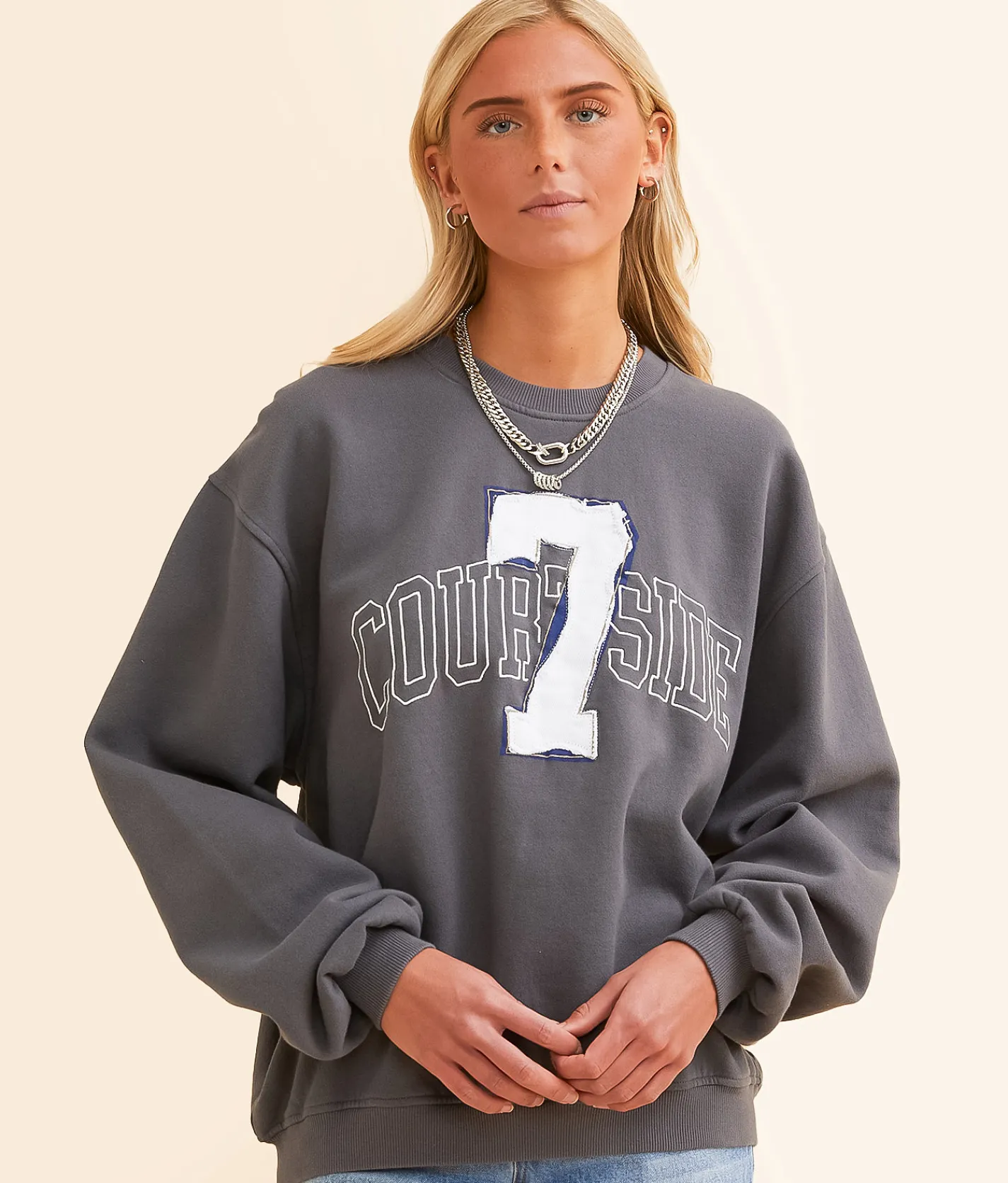 DH Apparel Courtside 7 Oversized Pullover Charcoal Discount