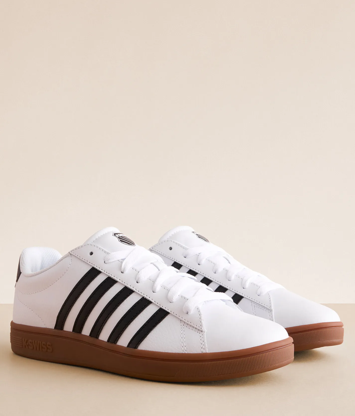 K-Swiss Court Tiebreak II Leather Sneaker White Black Gum Outlet