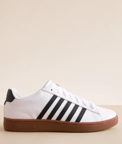 K-Swiss Court Tiebreak II Leather Sneaker White Black Gum Outlet