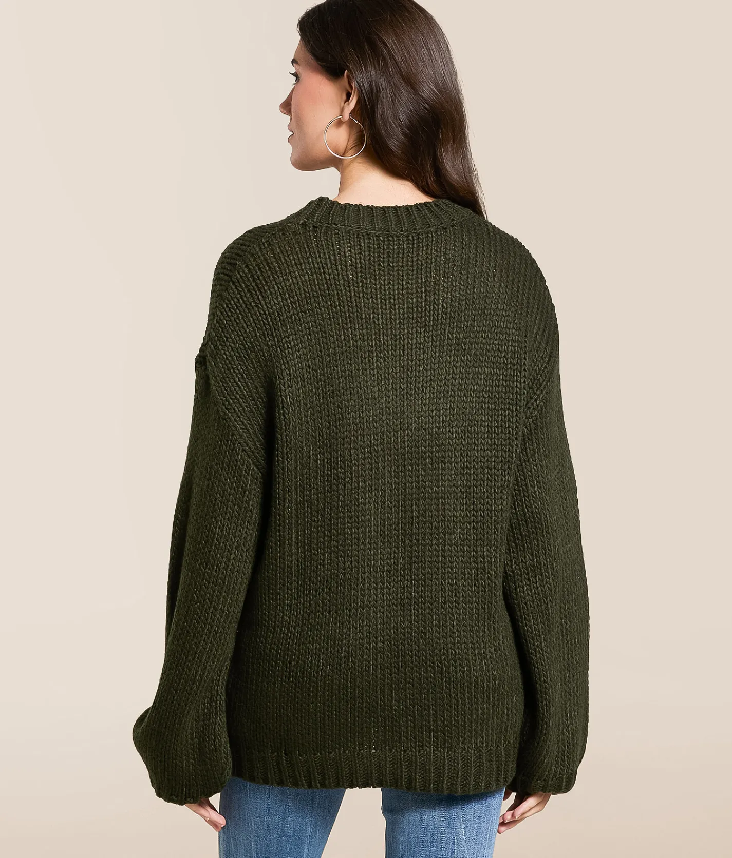 BaeVely Cowboy Boot Oversized Knit Sweater Dark Green Outlet