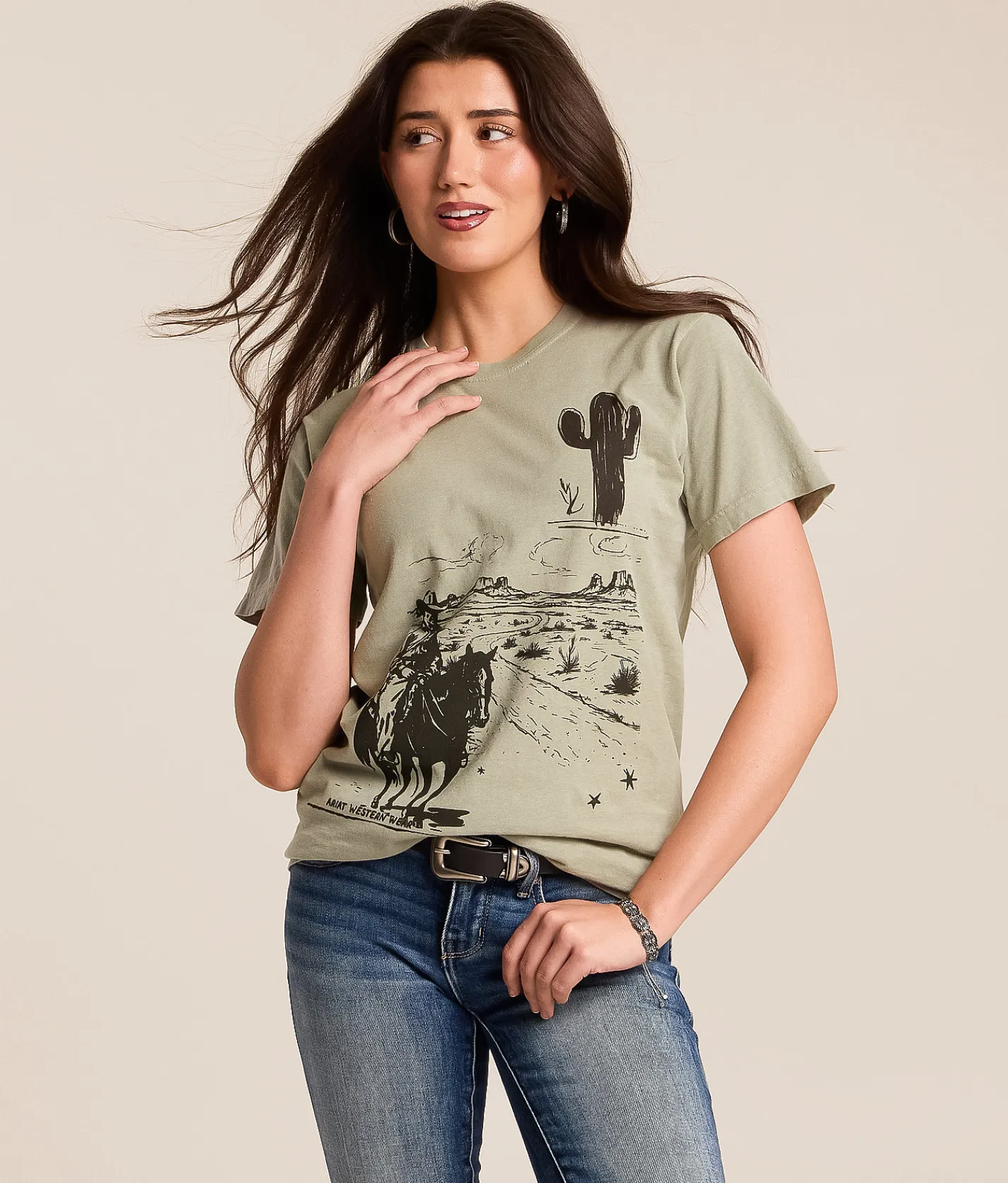 Tops | Ariat Cowboy Boyfriend T-Shirt Sandstone