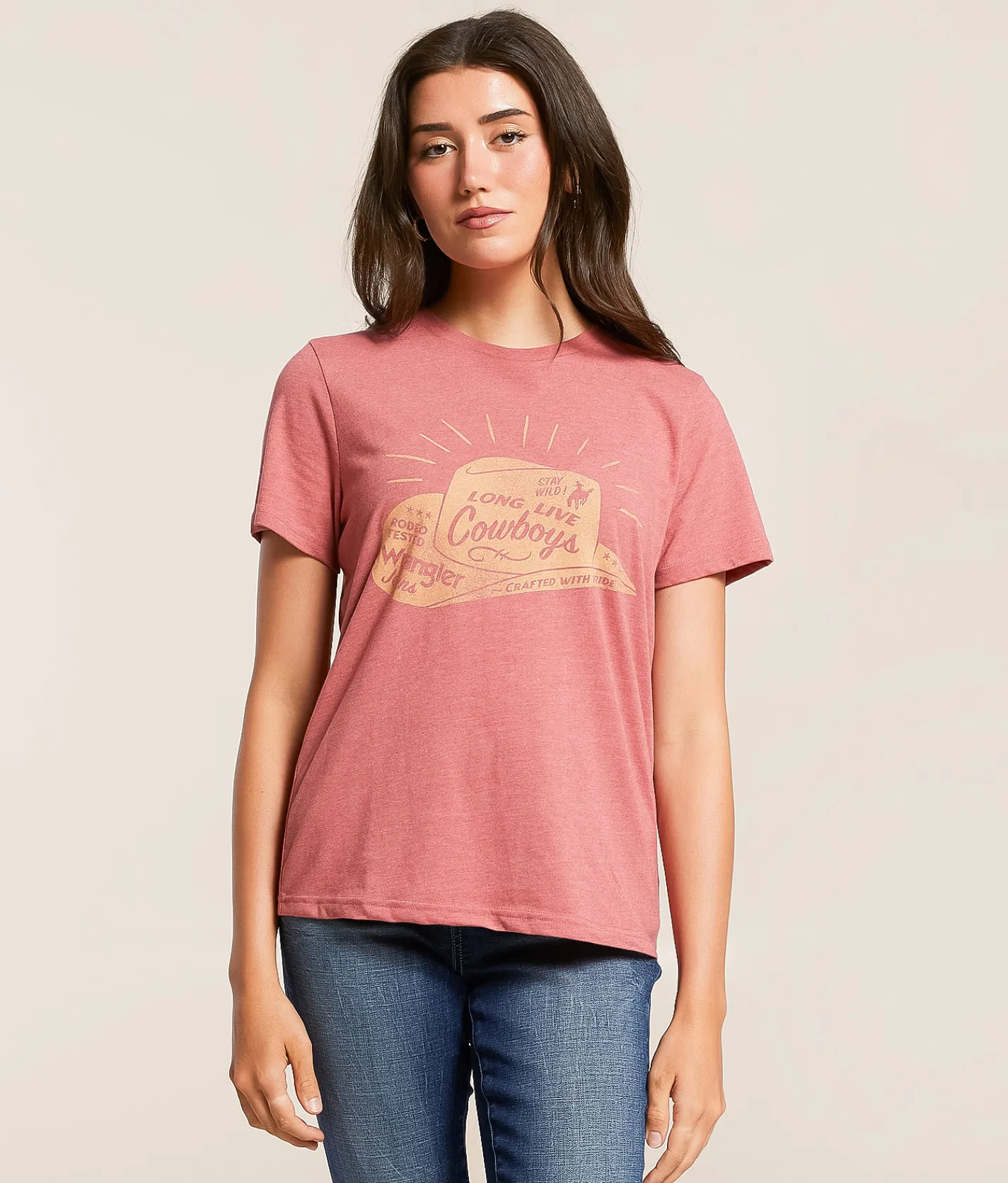 Tops | Wrangler® Cowboy Hat T-Shirt Mauvewood Heather
