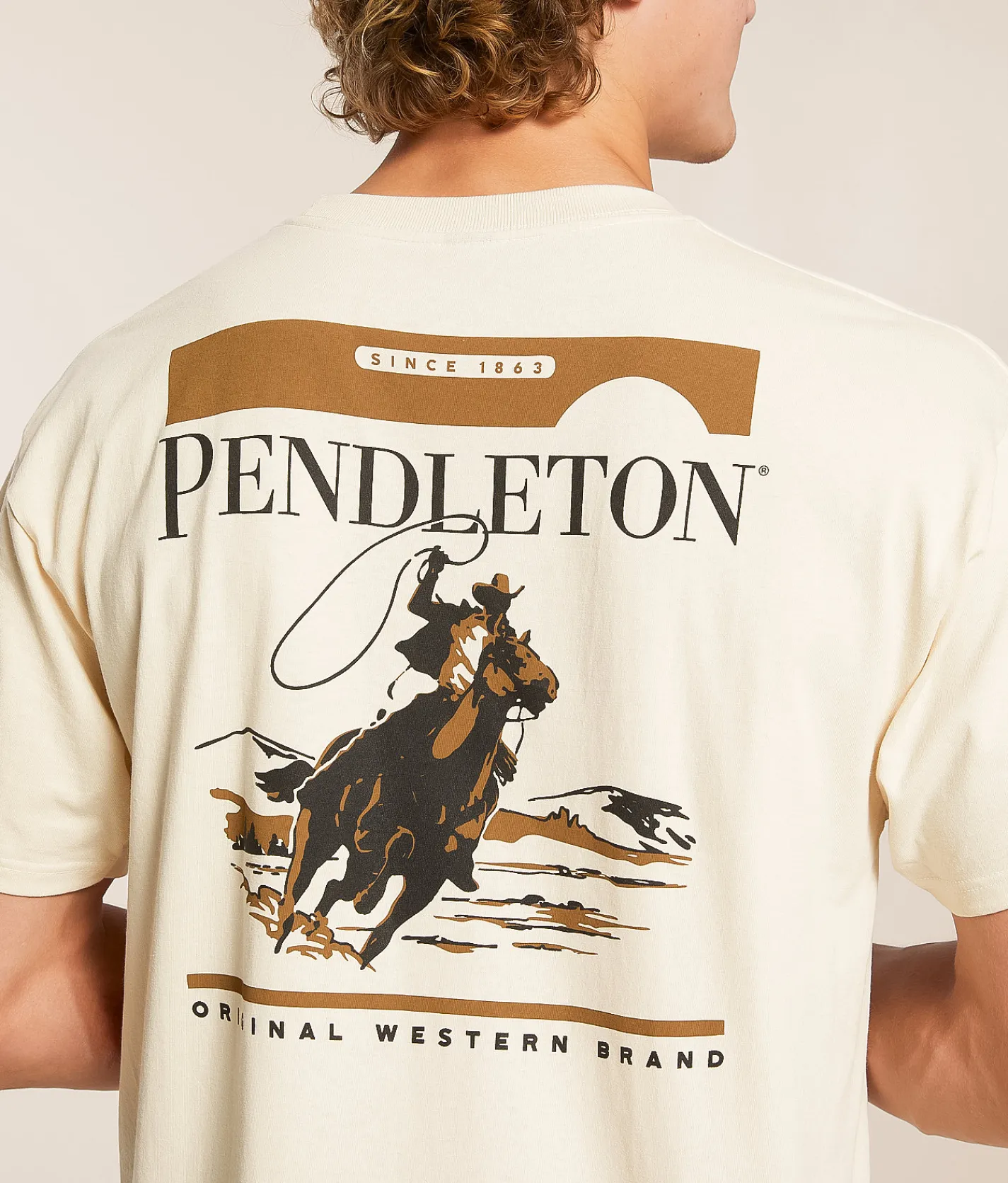 Tops|Graphic T-Shirts | Pendleton Cowboy Lasso T-Shirt Cream