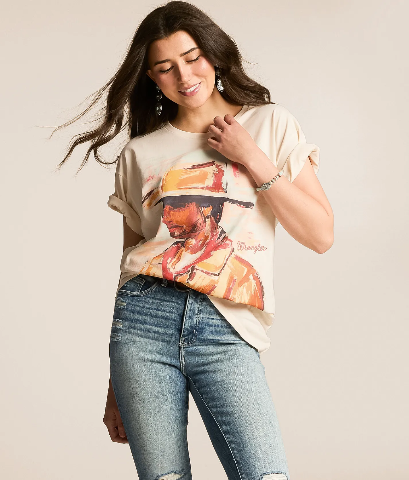 Tops | Wrangler® Cowboy Oversized T-Shirt Whisper White