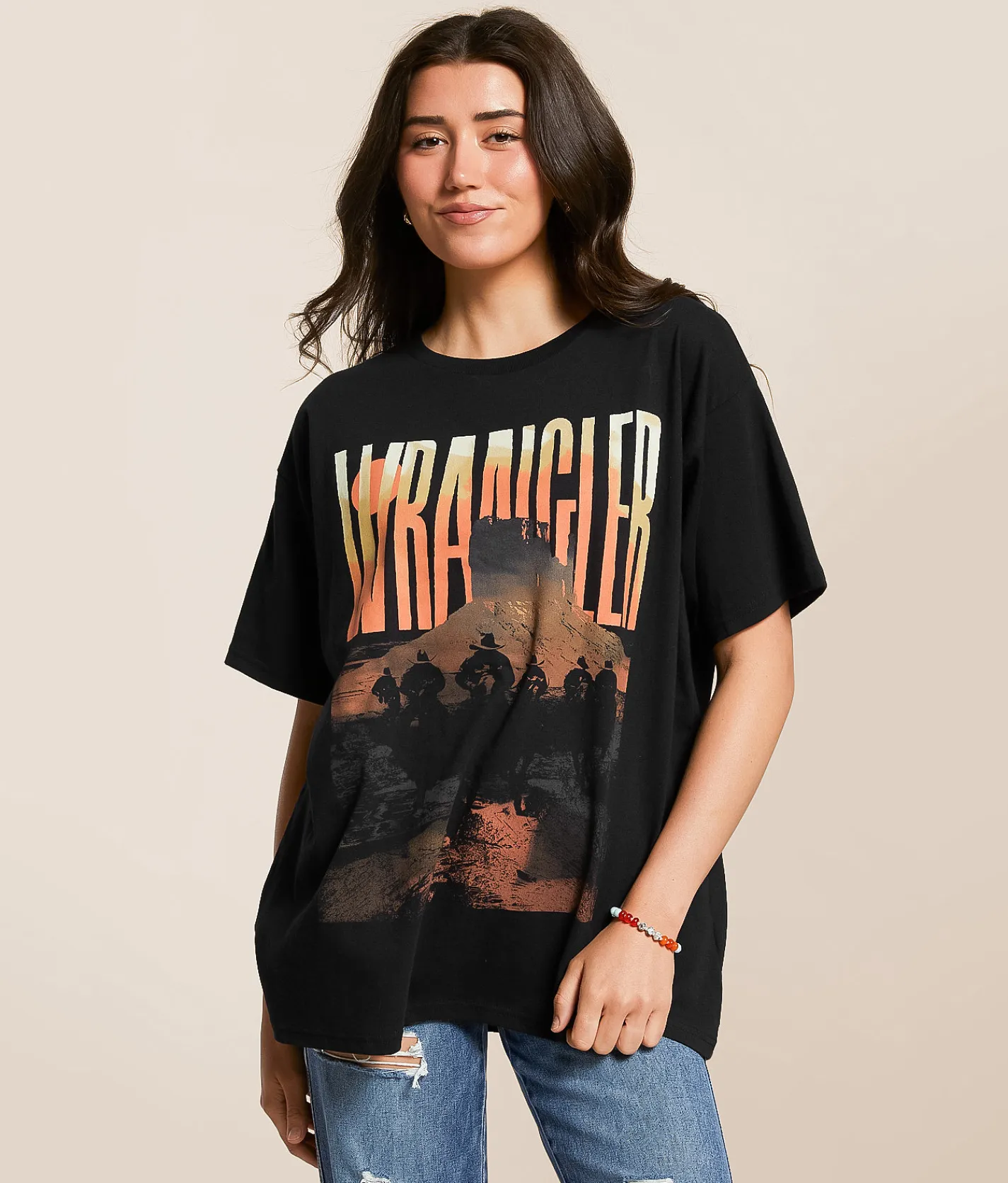 Tops | Wrangler® Cowboys Oversized T-Shirt Black Beauty