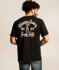 Tops|Graphic T-Shirts | Hooey Cowboy Swing T-Shirt Black