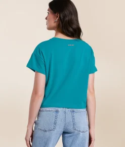 Tops | Ariat Cowgirl Boxy Cropped T-Shirt Enamel Blue