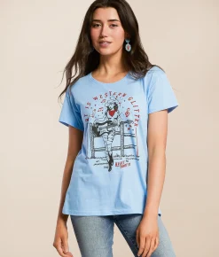 Ariat Cowgirl Guitar T-Shirt Light Blue Heather Outlet