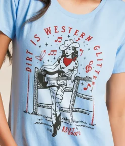 Ariat Cowgirl Guitar T-Shirt Light Blue Heather Outlet