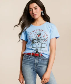 Ariat Cowgirl Guitar T-Shirt Light Blue Heather Outlet