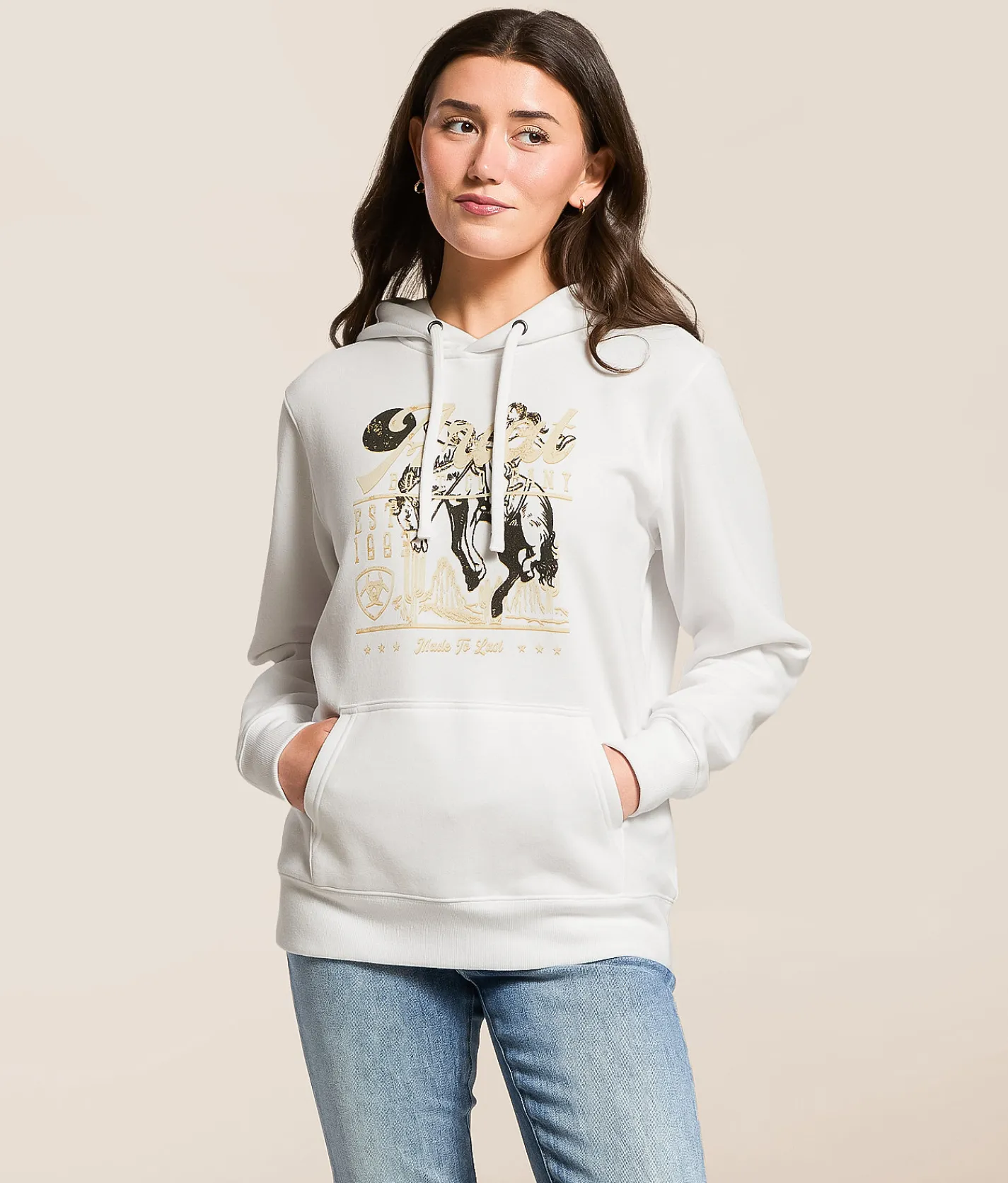 Ariat Cowgirl Sunrise Hooded Sweatshirt White Outlet