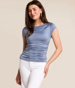 Tops | Willow & Root Cowl Neck Top Country Blue