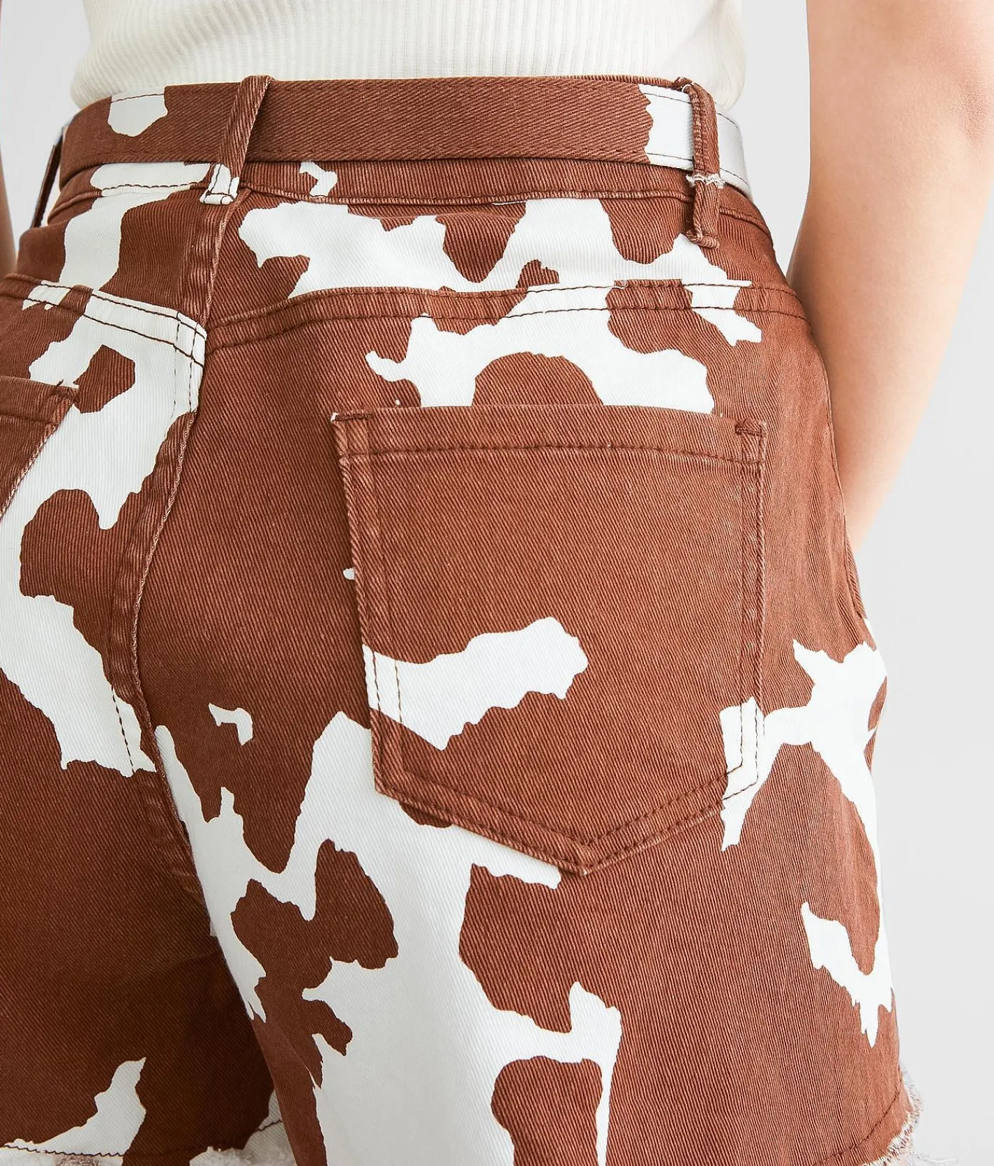 Bottoms|Shorts | Sterling & Stitch Cow Print Short Brown