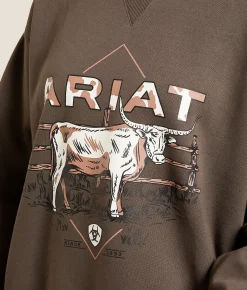 Tops | Ariat Cow Pullover Banyan Bark