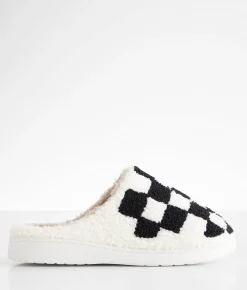 Shoes | Mia Cozi Checker Slipper Black White