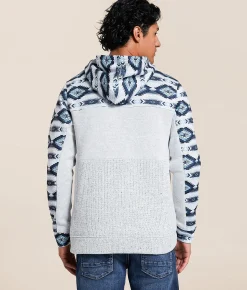 Tops | Departwest Cozy Southwestern Hooded Sweatshirt Ombre Blue