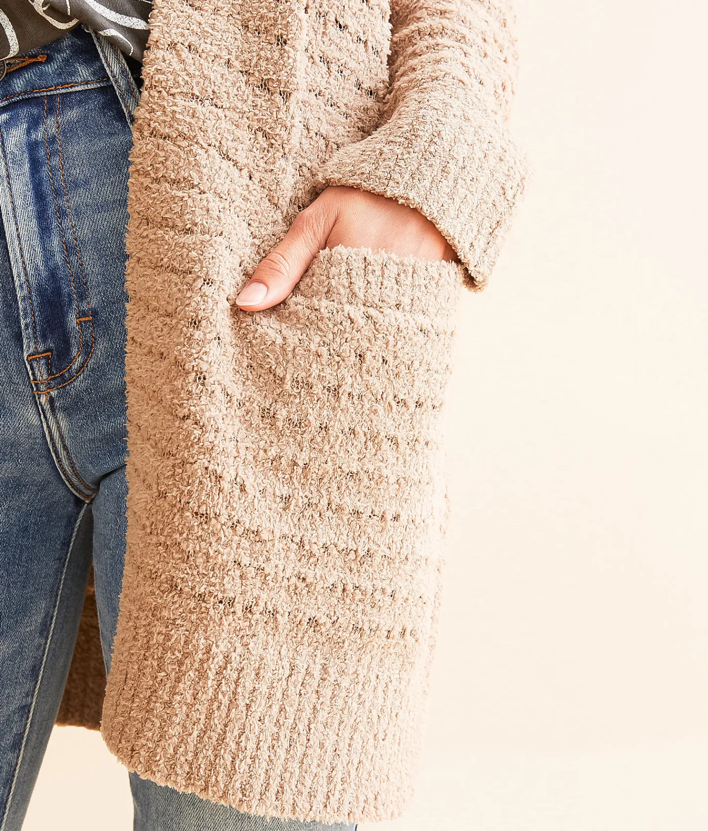 Tops | Daytrip Cozy Striped Cardigan Sweater Cream