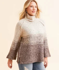 By Together Cozy Striped Sweater Mocha Multi New
