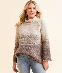 By Together Cozy Striped Sweater Mocha Multi New