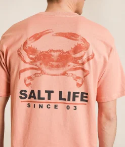 Salt Life Crab Life T-Shirt Pink Clay Outlet