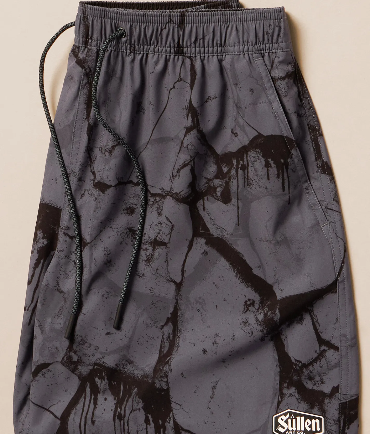 Bottoms|Swimwear | Sullen Cracked Stretch Swim Trunks Grey