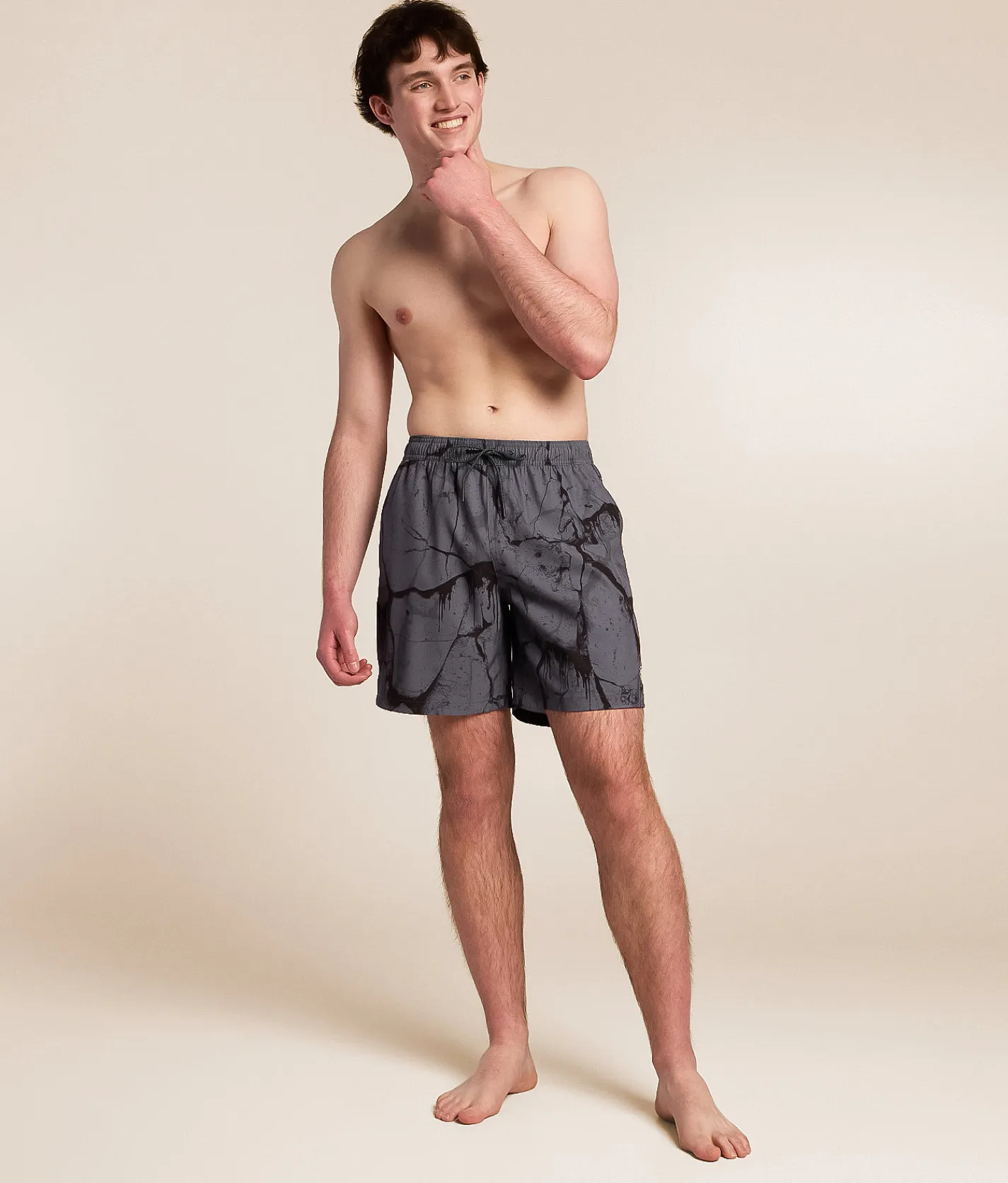 Bottoms|Swimwear | Sullen Cracked Stretch Swim Trunks Grey