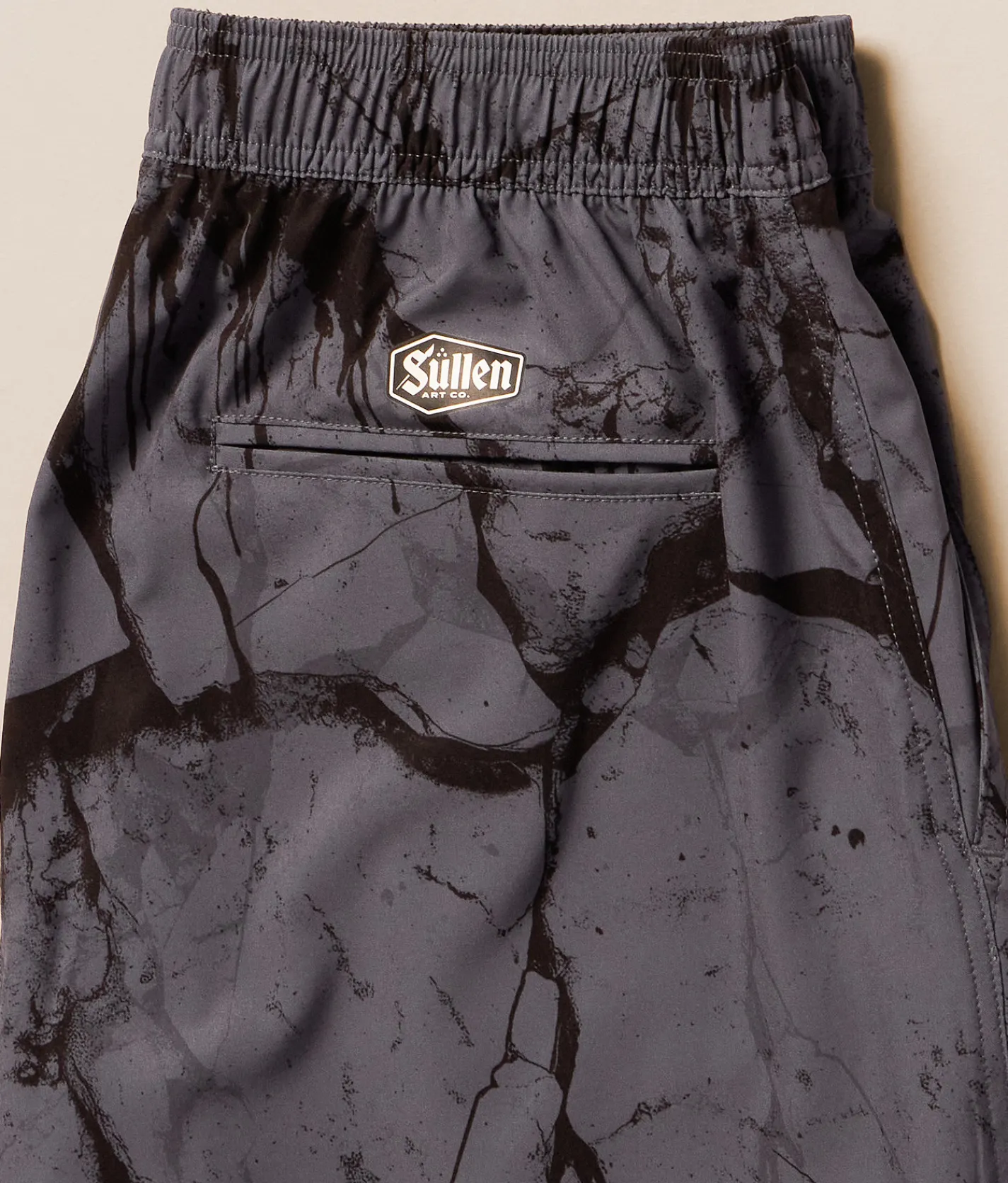 Bottoms|Swimwear | Sullen Cracked Stretch Swim Trunks Grey