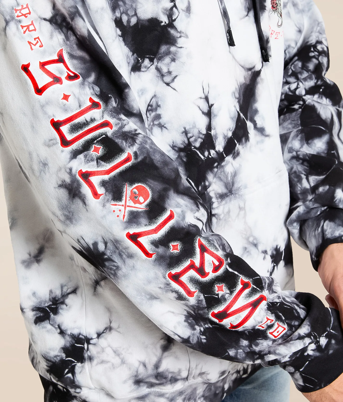 Tops | Sullen Create Destroy Hooded Sweatshirt White Black Crystal Wash
