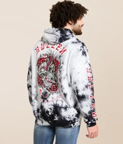 Tops | Sullen Create Destroy Hooded Sweatshirt White Black Crystal Wash