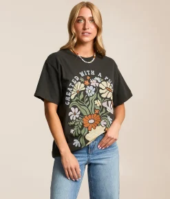 Tops | Modish Rebel Created With A Purpose Oversized T-Shirt Washed Black