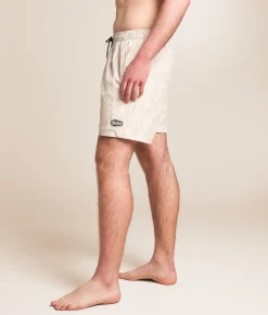 Bottoms|Swimwear | Sullen Creeping Death Stretch Swim Trunks Off White