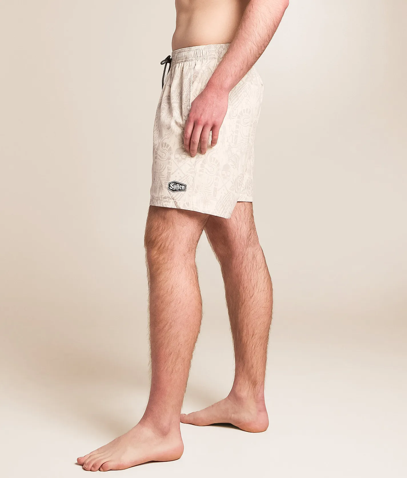 Bottoms|Swimwear | Sullen Creeping Death Stretch Swim Trunks Off White